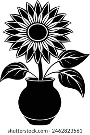 sunflower on the vase vector silhouette illustration on eps file
eps 10
72 DPI
4000*4000 px artboard