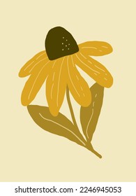 Sunflower on white background, illustrations, vector aesthetic for wallpaper, wall decor, templates covers, art prints