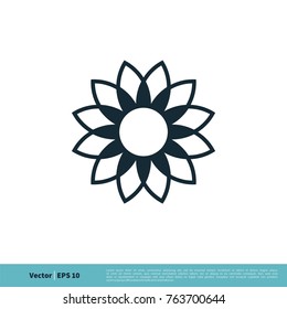 Sunflower Ornamental Icon Vector Logo Template Illustration Design. Vector EPS 10.