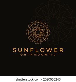 sunflower orthodontic logo, a circular arrangement of teeth to form a sunflower vector