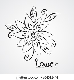 Sunflower outline drawing,vector illustration