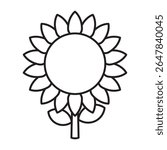 Sunflower outline icon isolated on white background