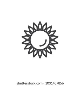 Sunflower outline icon. linear style sign for mobile concept and web design. Helianthus simple line vector icon. Symbol, logo illustration. Pixel perfect vector graphics