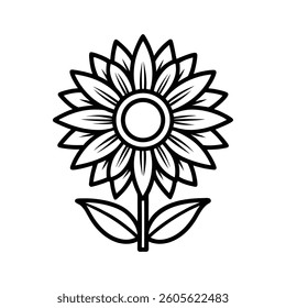 sunflower outline icon on white background