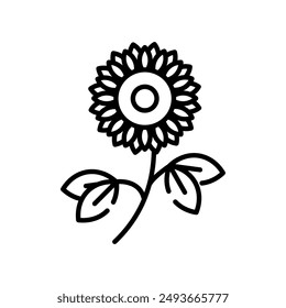 Sunflower Outline Icon, Vector illustration