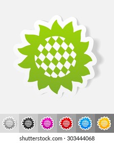 sunflower paper sticker with shadow. Vector illustration