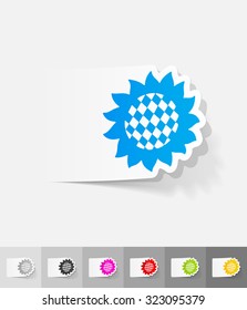 sunflower paper sticker with shadow. Vector illustration