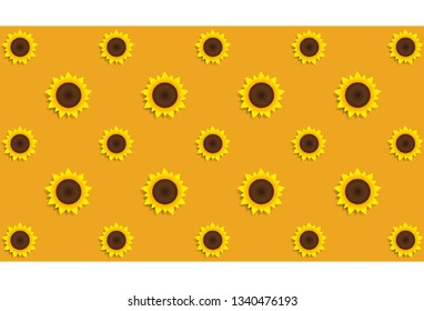 Sunflower pattern. Beautiful floral background. Vector illustration.