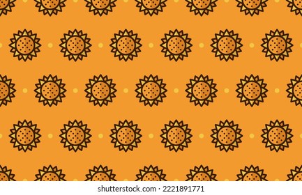 Patrón de girasoles con girasoles de dibujos animados. Fondo de girasol sin foco. El verano y la primavera se caracterizan por un diseño sin fisuras con girasoles de estilo plano. Ilustración del vector
