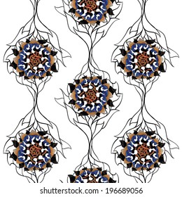 Sunflower pattern. Decorative vector pattern.