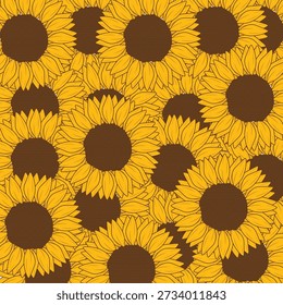 Sunflower pattern for fabric, wrapping paper, and carpets.