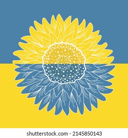 Sonnenblumenmuster. Illustration in den Farben der ukrainischen Flagge.