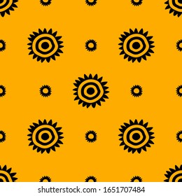 Sunflower pattern on black background. Abstract floral backdrop. Seamless floral design. Black yellow aesthetic. Great for fabric, scrapbooking and textile. Vector.