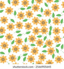 sunflower pattern, Seamless flowers,Flower background,Floral design,Blossom pattern, Botanical illustration,Nature backdrop,Petal texture, Spring flowers, Floral wallpaper, Garden motif, Romanti