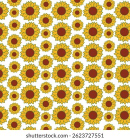 Padrão de girassol com fundo branco dá uma impressão harmoniosa e estética, pode ser usado para decoração, têxteis e outras estruturas naturais