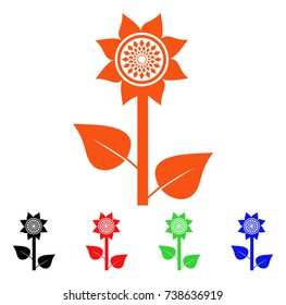 Sunflower Plant icon. Vector illustration style is a flat iconic sunflower plant symbol with black, orange, red, green, blue color variants. Designed for web apps and software interfaces.