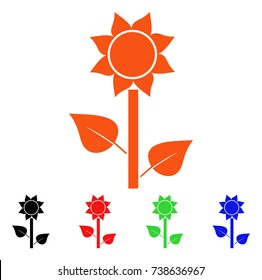 Sunflower Plant icon. Vector illustration style is a flat iconic sunflower plant symbol with black, orange, red, green, blue color variants. Designed for web apps and software interfaces.