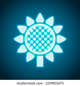 Sunflower, plant. Nature icon. Neon style. Light decoration icon. Bright electric symbol