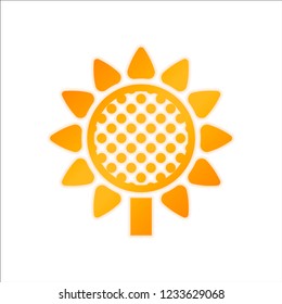 Sunflower, plant. Nature icon. Orange sign with low light on white background