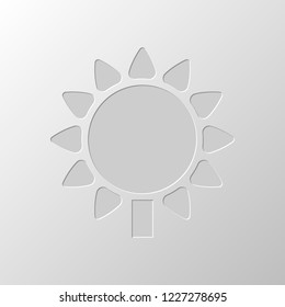 Sunflower, plant. Nature icon. Paper design. Cutted symbol. Pitted style