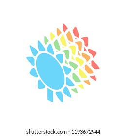 Sunflower, plant. Nature icon. Stack of colorful isometric icons on white background