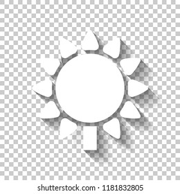 Sunflower, plant. Nature icon. White icon with shadow on transparent background