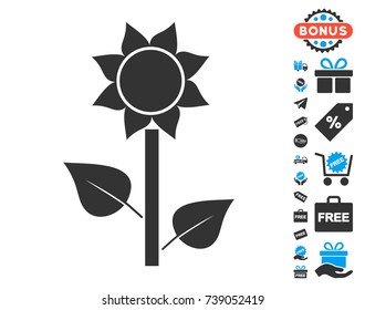 Sunflower Plant pictograph with free bonus clip art. Vector illustration style is flat iconic symbols.