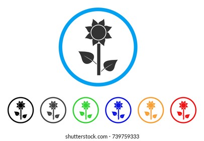 Sunflower Plant rounded icon. Style is a flat gray symbol inside light blue circle with bonus color variants. Sunflower Plant vector designed for web and software interfaces.
