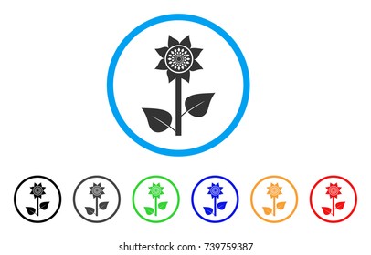 Sunflower Plant rounded icon. Style is a flat gray symbol inside light blue circle with bonus color variants. Sunflower Plant vector designed for web and software interfaces.