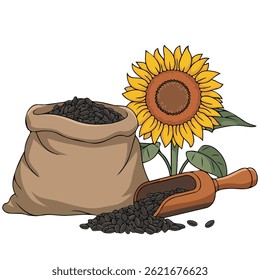 sunflower plant seeds oil agriculture isolated vector illustration on white background