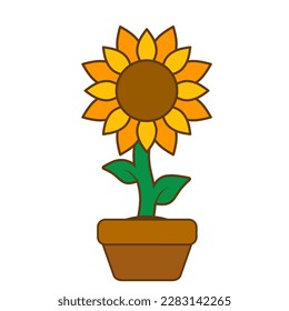 sunflower in pot vector, clipart, illustration