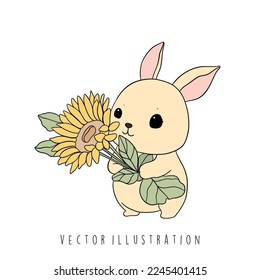 Sonnenblume mit Kaninchen, Vektorgrafik