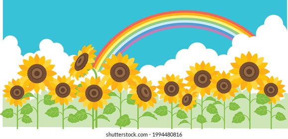 
Material de ilustración de girasol y arco iris