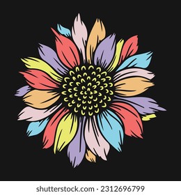 Sunflower Rainbow Vector T-shirt Design