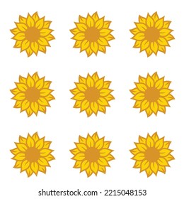 Sunflower repeated pattern isolated on white background. Yellow flower seamless design.