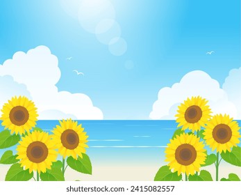 Fondo de imagen del girasol y del mar