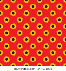 Sunflower seamless background pattern - Vector