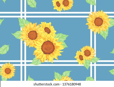 Sunflower seamless pattern.
