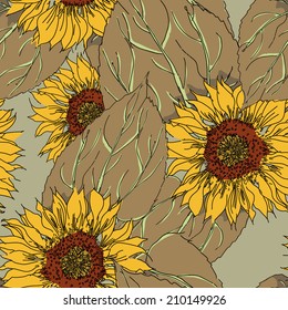 Sunflower Seamless Pattern