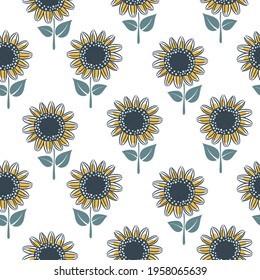 Sunflower seamless pattern cute design for fabric and paper wrap.