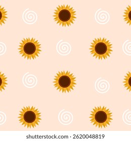 Sunflower seamless pattern. Cute flower cartoon for wallpaper, interior, fashion fabric and paper wrapping