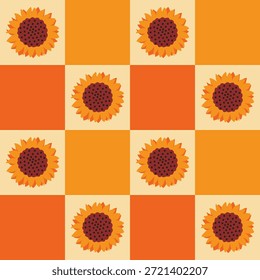 Padrão sem costura girassol. Desenho de flor bonito para papel de parede, interior, tecido de moda, embalagem, etc.