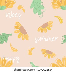 Sunflower seamless pattern design vector.