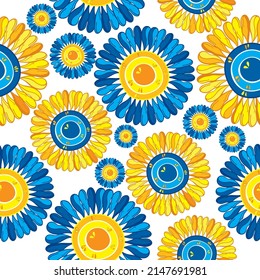 Sunflower seamless pattern on  background