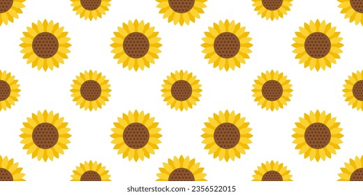 Sunflower seamless pattern on white background vector illustration, summer design