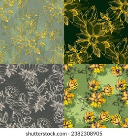 Sunflower seamless pattern. Perfect ornament for fashion fabric or other printable covers.