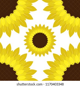 Sunflower seamless pattern. Vector of a sunflower seamless pattern. Background of sunflowers.