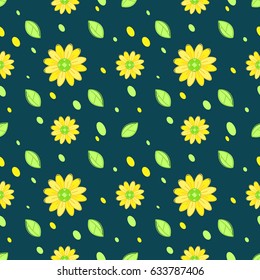 Sunflower seamless pattern vector dark background