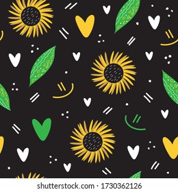 Sunflower seamless pattern vector. Summer floral print for textile, fabric, wrapping, apparel