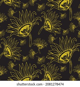 Sunflower seamless pattern vector. Summer floral print for textile, fabric, wrapping, apparel